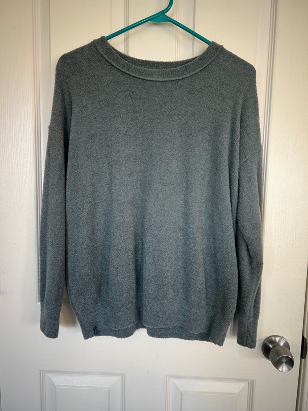 Barefoot Dreams CozyChic Lite Sweater Petite Large Sage Soft Pullover Crewneck